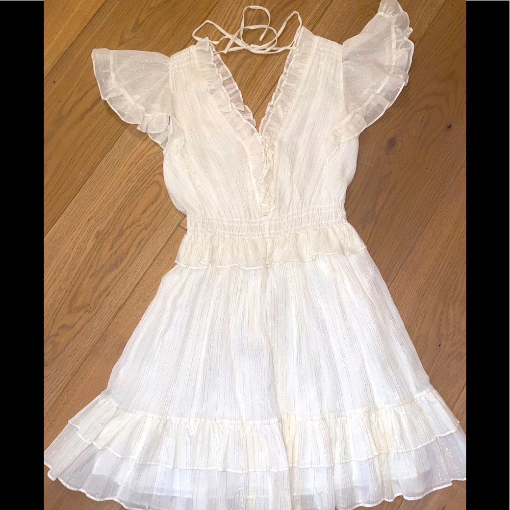 Rebecca Taylor Lurex striped B neck mini dress